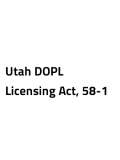 Utah DOPL Licensing Act, 58-1